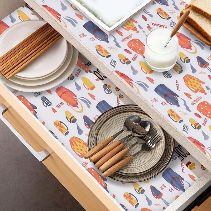 STYEVA Printed Anti-Slip Shelf Liner Mat Sheet for Drawers, Shelves, Tables, Cupboards, Fridge, Kitchen, Home, and Office - 45 CM X 5 M (Butter Paper-2) - Image 2