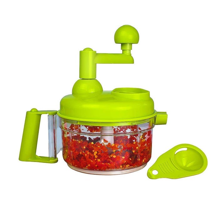 MANUAL VEGETABLE CUTTER FOOD PROCESSOR 8 IN 1 CHOPPER MIXER BLENDER WHIPPER EGG SEPARATOR MINCER GRINDER DICER WITH CLEAR CONTAINER 1200ML BPA FREE