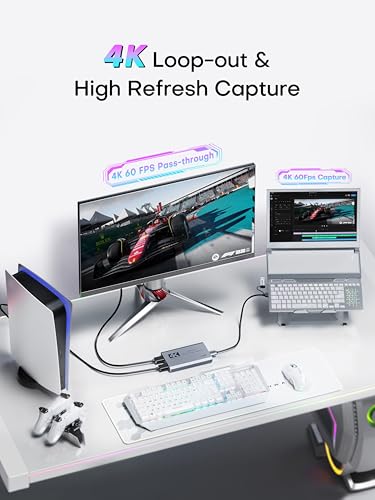 XIIXMASK Video Capture Card, USB 3.0 Capture Card 4K HDMI Loop-Out, 4K 60FPS/1080P 240FPS Video Game Capture for Works for PS5/Camera/PC/Streaming - Image 2