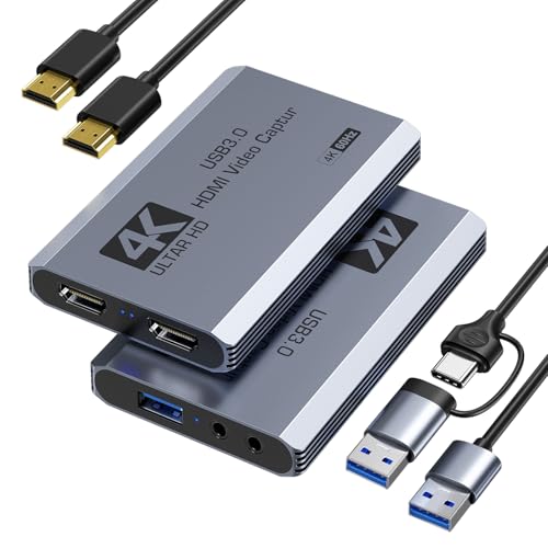 XIIXMASK Video Capture Card, USB 3.0 Capture Card 4K HDMI Loop-Out, 4K 60FPS/1080P 240FPS Video Game Capture for Works for PS5/Camera/PC/Streaming - Image 1