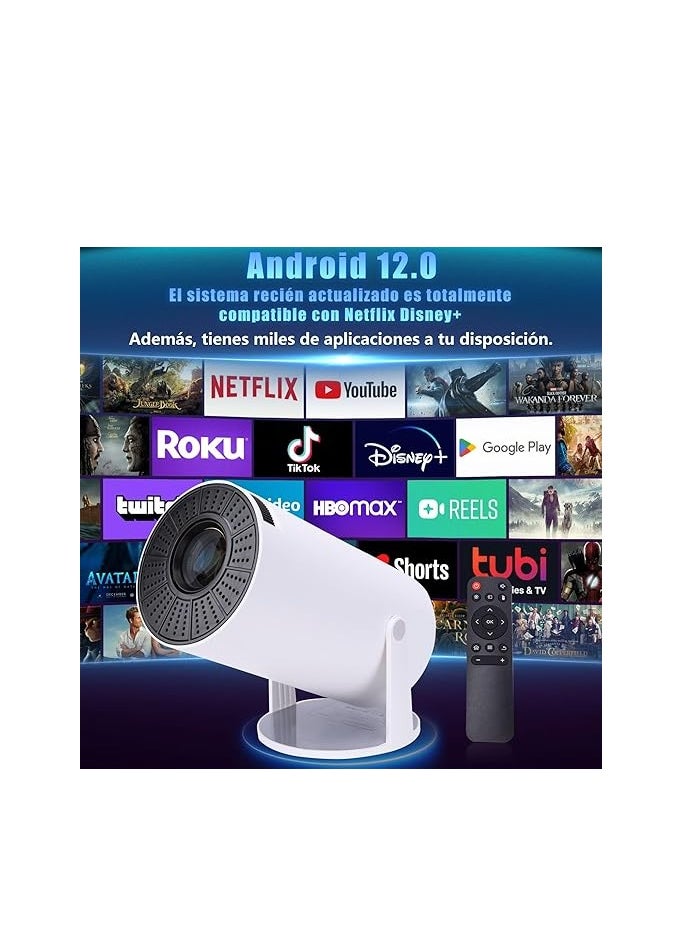 Generic Portable Mini Projector with Android 12, Support 1080P Full HD Projector 200ANSI, with WiFi 6 and Bluetooth 5.0 Projectors Home Theater, Outdoor Cinema Projector, Support Mobile Phone Projection  - Image 1