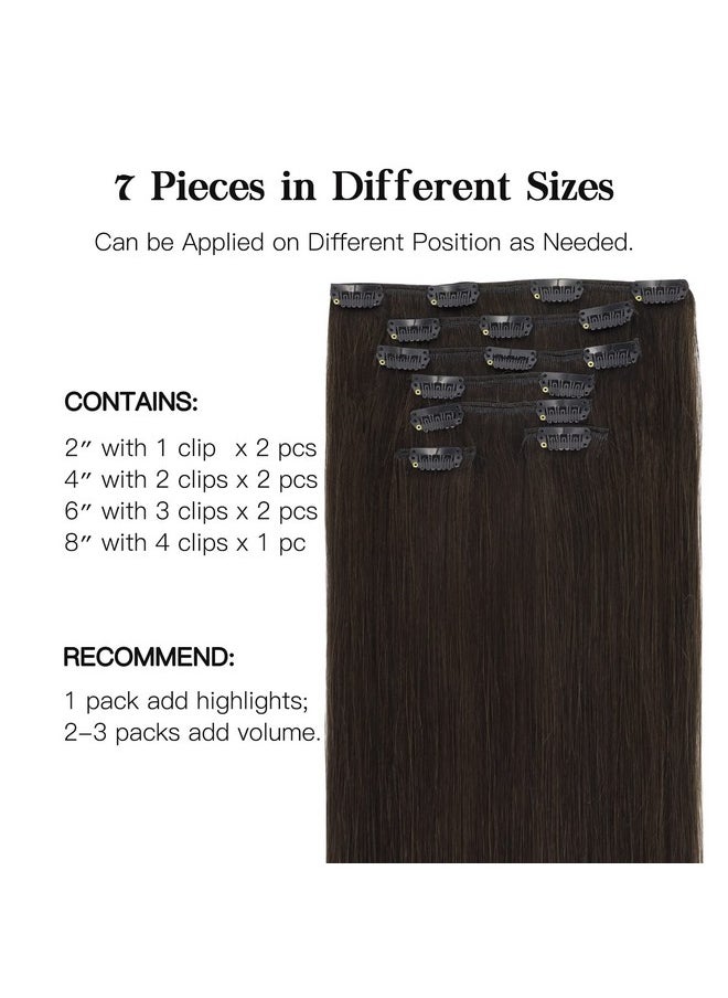 hotbanana - Human Hair Clip In Hair Extensions Dark Brown 120G Clip In Hair Extensions Real Human Hair Straight Remy Hair Clip In Hair Extensions 18 Inch 7Pcs - Image 1