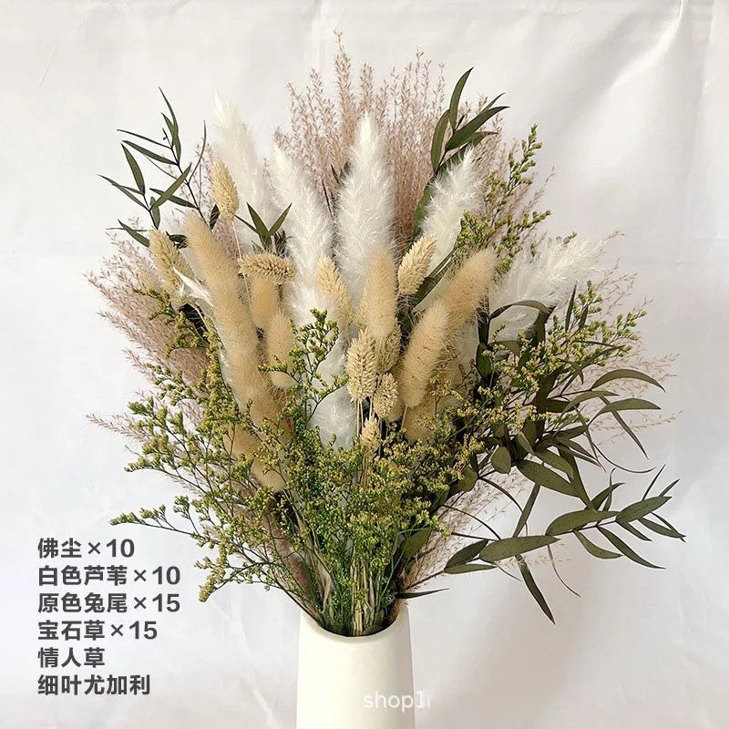 Bluejw DREA Dried Flowers Bouquet - Natural Pampas Grass & Dried Plants for Home Decor, Bohemian Wedding & Rustic Arrangements - Image 1