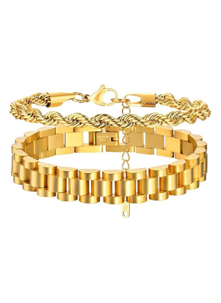 Fayrouz Jewellery Bracelets for Women, Gold Stackable Hoop Bracelets for Women, Stainless Steel Zirconia Tennis Bracelets  - Image 1
