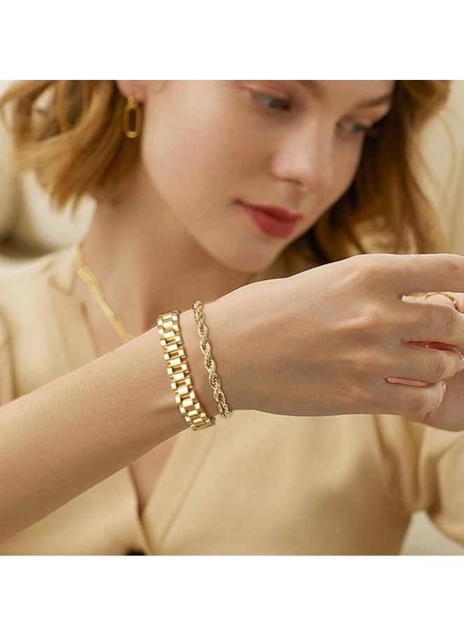 Fayrouz Jewellery Bracelets for Women, Gold Stackable Hoop Bracelets for Women, Stainless Steel Zirconia Tennis Bracelets  - Image 3