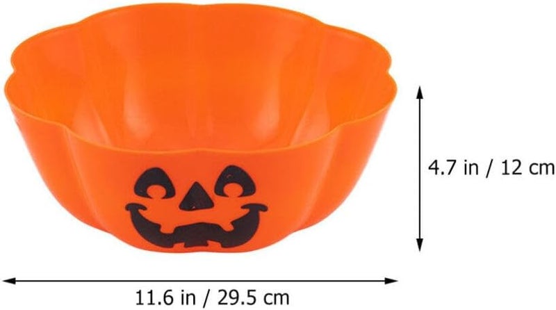 DOITOOL Halloween Trick Or Treat Candy Bowl  Creative Pumpkin Salad Bowl Plastic Fruit Bowl Snack Dish for Party Decor Supplies Orange - Image 3