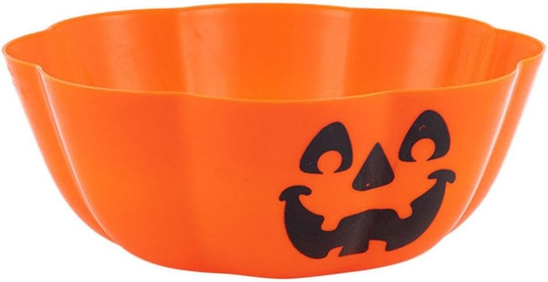 DOITOOL Halloween Trick Or Treat Candy Bowl  Creative Pumpkin Salad Bowl Plastic Fruit Bowl Snack Dish for Party Decor Supplies Orange - Image 1
