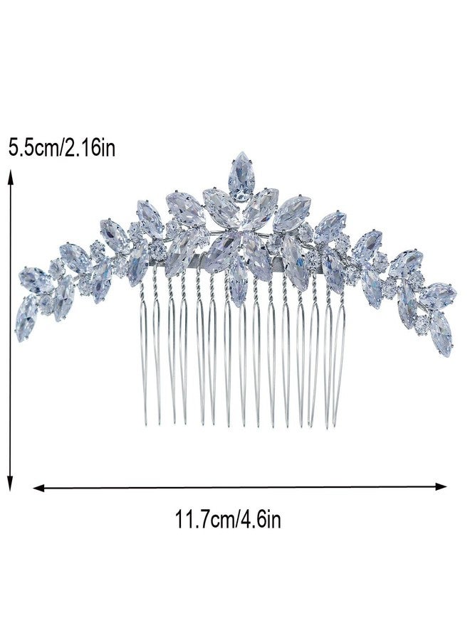 Missgrace Boho Simple Bride Wedding Prom Sparkling Zircon Side Hair Comb Crystal Rhinestones Flower Hair Comb Clips Bridal Hair Accessories Hair Piece for Women and Girls - Image 5