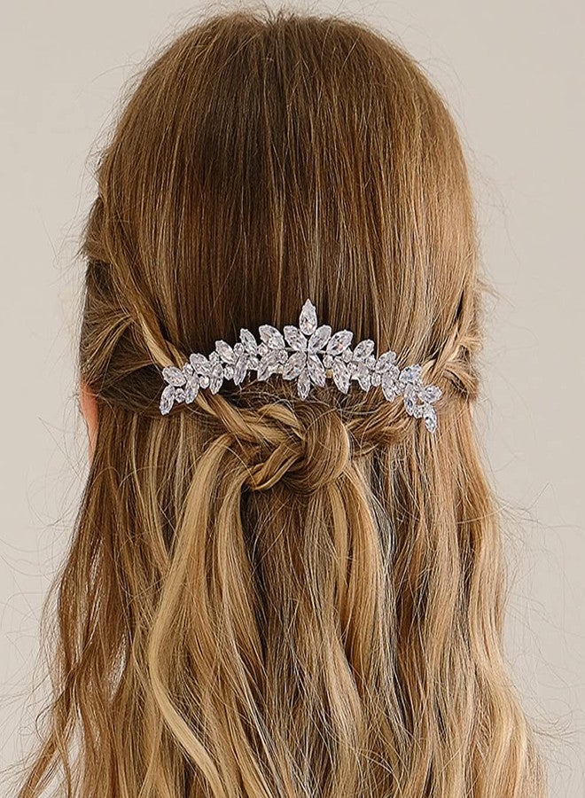 Missgrace Boho Simple Bride Wedding Prom Sparkling Zircon Side Hair Comb Crystal Rhinestones Flower Hair Comb Clips Bridal Hair Accessories Hair Piece for Women and Girls - Image 1