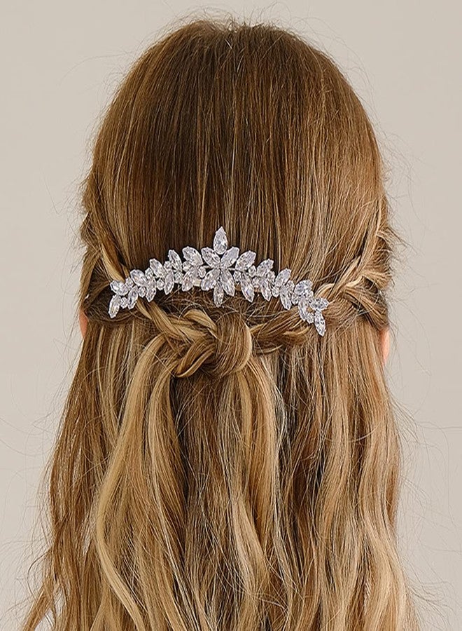 Missgrace Boho Simple Bride Wedding Prom Sparkling Zircon Side Hair Comb Crystal Rhinestones Flower Hair Comb Clips Bridal Hair Accessories Hair Piece for Women and Girls - Image 3