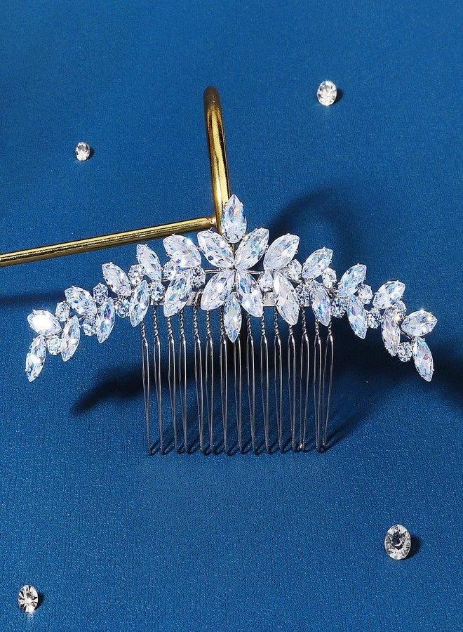 Missgrace Boho Simple Bride Wedding Prom Sparkling Zircon Side Hair Comb Crystal Rhinestones Flower Hair Comb Clips Bridal Hair Accessories Hair Piece for Women and Girls - Image 4
