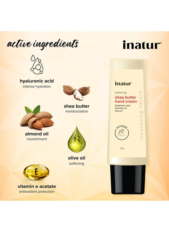 INATUR Shea Butter Hand Cream | Nourishes, Protects, & Soften The Skin, Nails & Cuticles | 50 G  - Image 2
