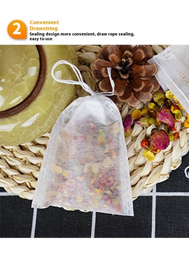 yongsheng 100-Piece Tea Leaves Bags Set White 7*9cm，Disposable Tea Bags Bulk for Loose Leaf Tea Drawstring Empty Coffee Sachets Filter Infuser Strainers for Coffee Spice Herbs  - Image 5