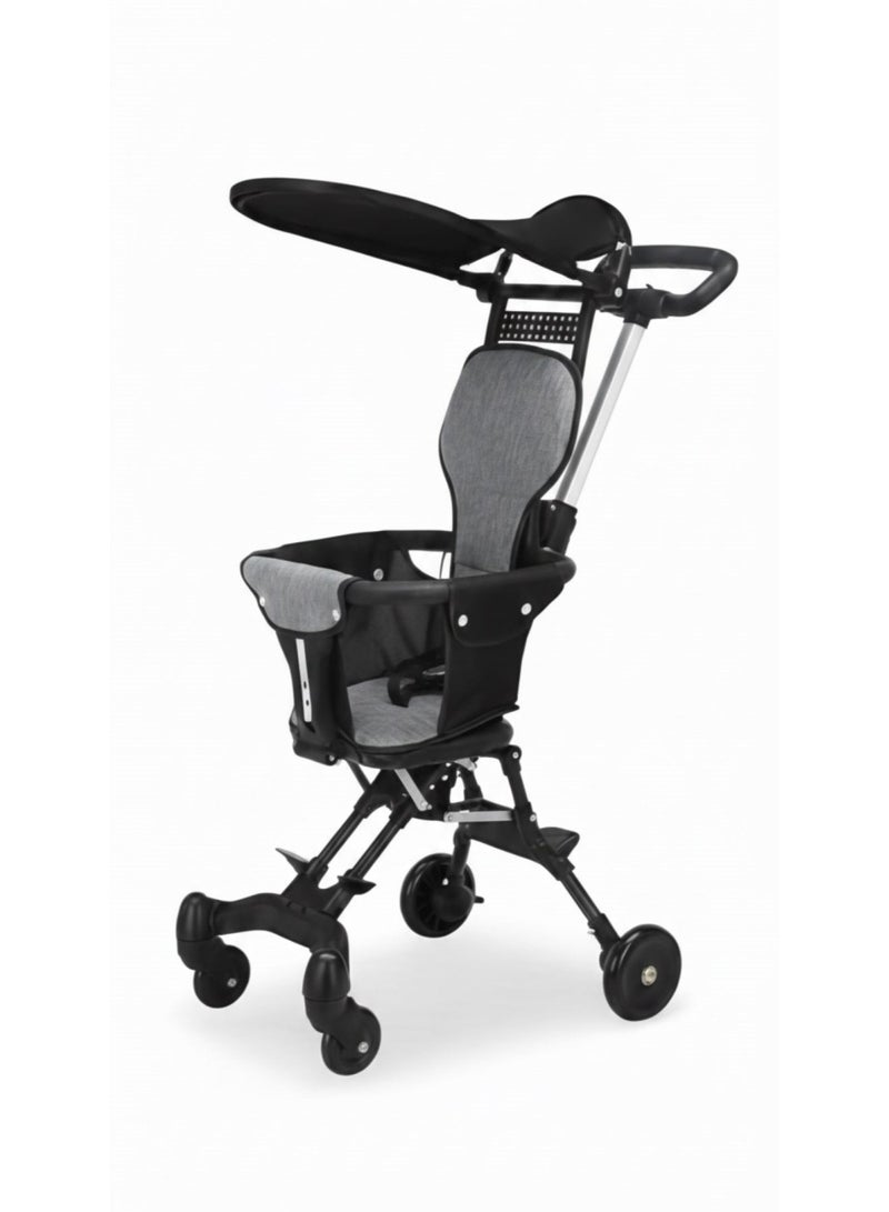 Little Nest Foldable Baby Stroller with Canopy – Lightweight Push Ride-On with 360° Wheels-Black - Image 1
