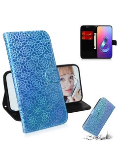 HuHa Case Cover For Asus Zenfone 6 ZS630KL Solid Color Colorful Magnetic Buckle Horizontal Flip PU Leather Case with Holder & Card Slots & Wallet & Lanyard Blue 