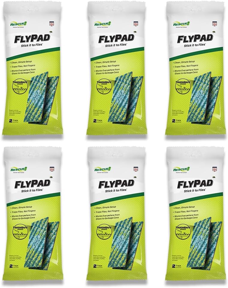 ! FlyPad – مصائد ذباب لاصقة للاستخدام الداخلي والخارجي - عبوة من 6 (12 مصيدة) - Image 1