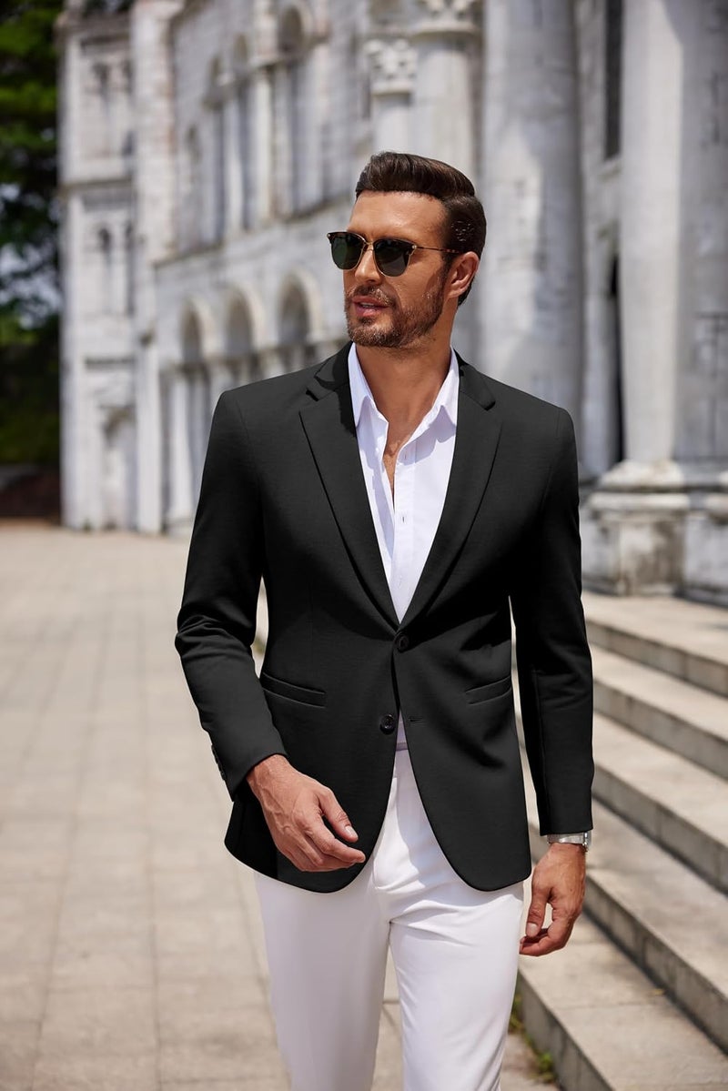 COOFANDY Men's Casual Knit Blazer Two Button Suit Jacket - Slim Fit Lightweight Sport Coat - Image 2