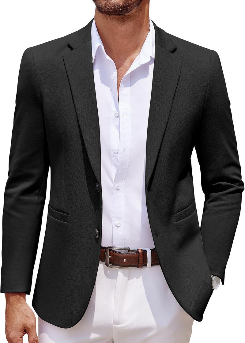 COOFANDY Men's Casual Knit Blazer Two Button Suit Jacket - Slim Fit Lightweight Sport Coat - Image 1