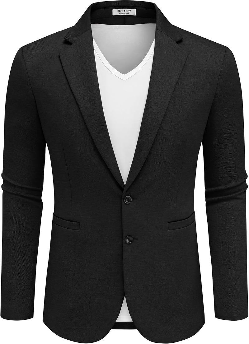 COOFANDY Men's Casual Knit Blazer Two Button Suit Jacket - Slim Fit Lightweight Sport Coat - Image 5