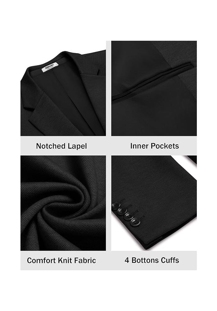 COOFANDY Men's Casual Knit Blazer Two Button Suit Jacket - Slim Fit Lightweight Sport Coat - Image 4