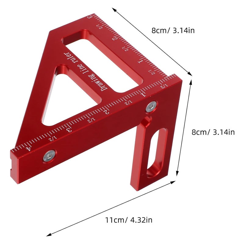 WOONEKY Multi-Angle Woodworking Triangle Ruler and 45/90 Degree Aluminum Square Measuring Tool with Imperial Scale for Carpentry and Construction Layout - Image 2