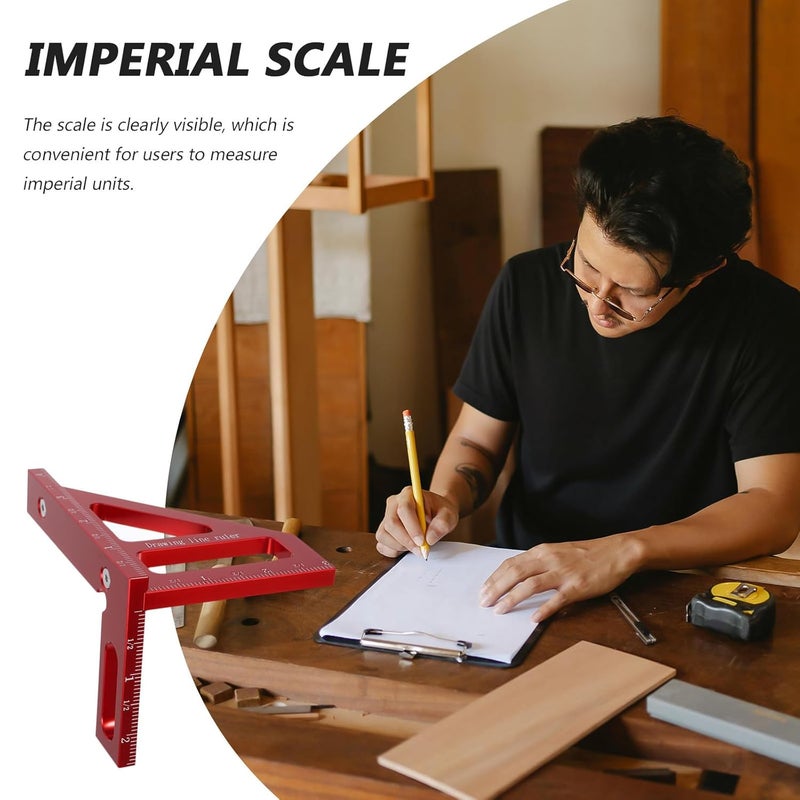 WOONEKY Multi-Angle Woodworking Triangle Ruler and 45/90 Degree Aluminum Square Measuring Tool with Imperial Scale for Carpentry and Construction Layout - Image 3