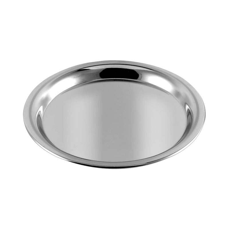 Shopsidex Steel Round Plate Set of 6 Classic Design Thali Set Mirror Finish Food Grade Steel Serving Plate for Dinner 13 No - Image 3