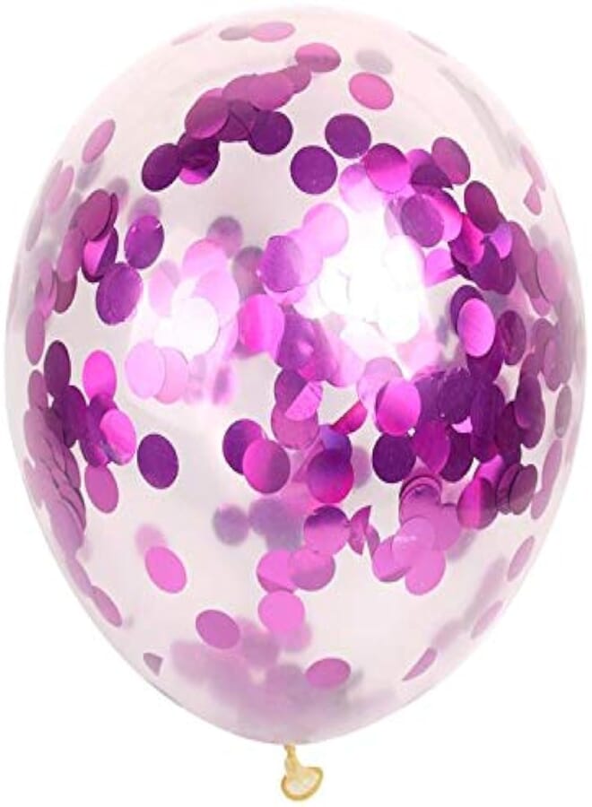 5pcs Inflatable Pink Confetti Balloon 12inch Latex Clear Balloon Birthday - Baby Shower Party Decoration