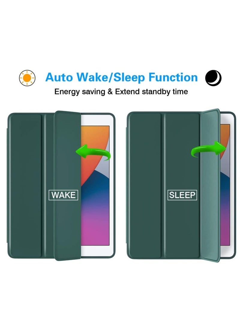 Case for iPad 8th Generation/iPad 10.2 Case 2020, Smart Folio Soft TPU Protective Case Cover with Apple Pencil Holder for iPad 8th/7th Gen, Auto Sleep/Wake, Full Body Protection - Pine Green - Image 2