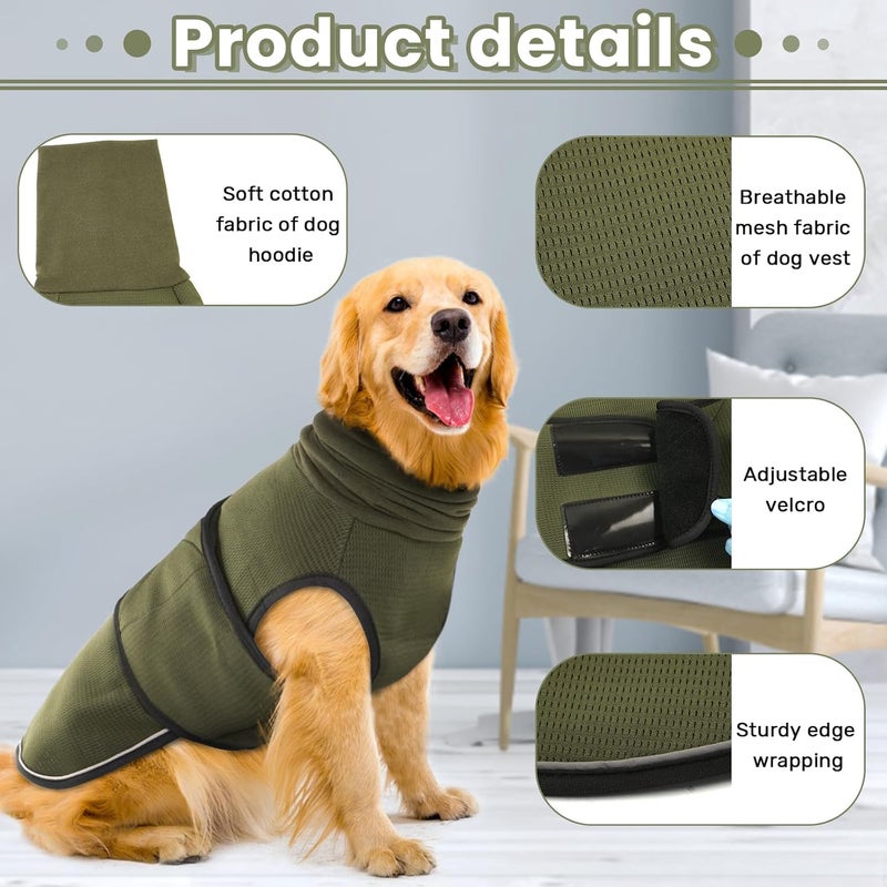 IDOMIK Dog Anxiety Calming Hoodie,Breathable Dog Anxiety Jacket Vest Coat for Thunderstorms,Fireworks,Vet Visits,Separation,Adjustable Dog Hoodies for Noise Block & Ear Protection Recovery,Green,3XL - Image 3