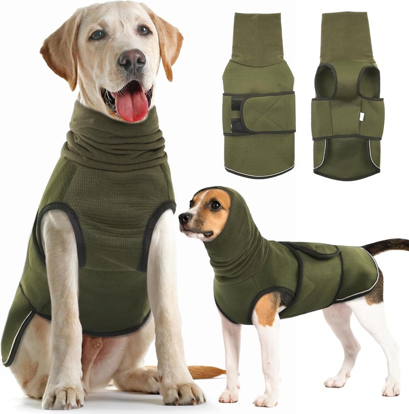 IDOMIK Dog Anxiety Calming Hoodie,Breathable Dog Anxiety Jacket Vest Coat for Thunderstorms,Fireworks,Vet Visits,Separation,Adjustable Dog Hoodies for Noise Block & Ear Protection Recovery,Green,3XL - Image 1