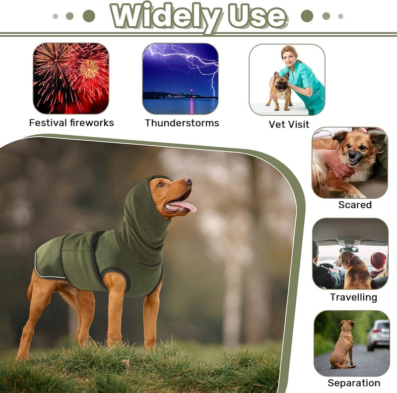 IDOMIK Dog Anxiety Calming Hoodie,Breathable Dog Anxiety Jacket Vest Coat for Thunderstorms,Fireworks,Vet Visits,Separation,Adjustable Dog Hoodies for Noise Block & Ear Protection Recovery,Green,3XL - Image 2
