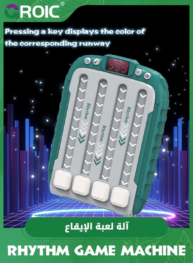 GROIC Rhythm Game Machine, Handheld Games Pop it Game Rhythm Quick Push Machine Rhythm Button Game with 6 Levels with Music & Light, Kids Rhythm Game Stress Relief Toys for Kids (Green) - Image 2