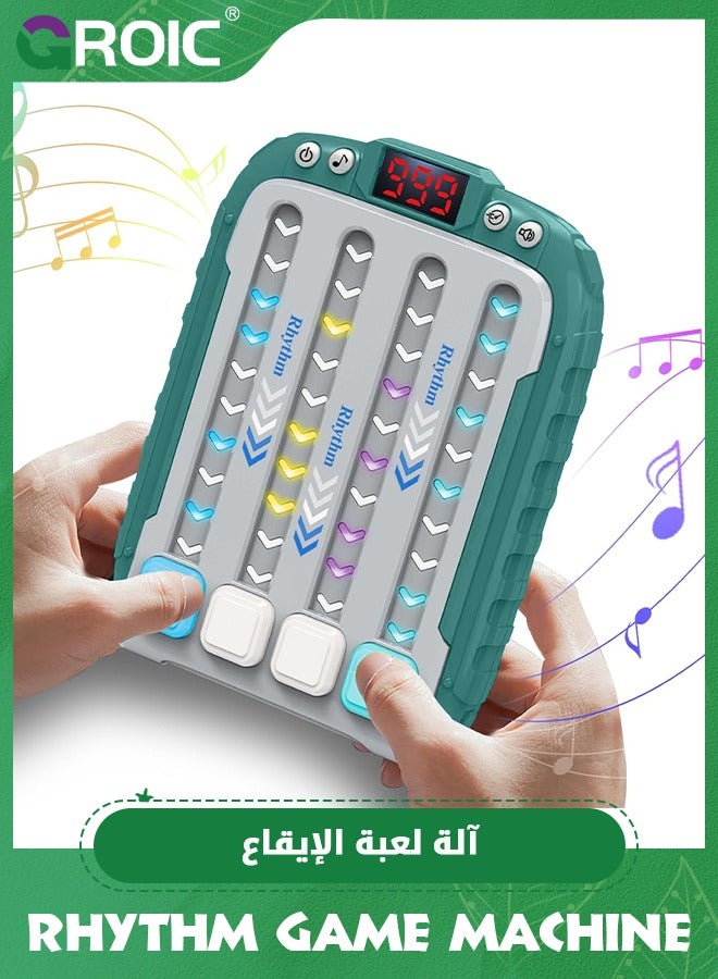 GROIC Rhythm Game Machine, Handheld Games Pop it Game Rhythm Quick Push Machine Rhythm Button Game with 6 Levels with Music & Light, Kids Rhythm Game Stress Relief Toys for Kids (Green) - Image 1