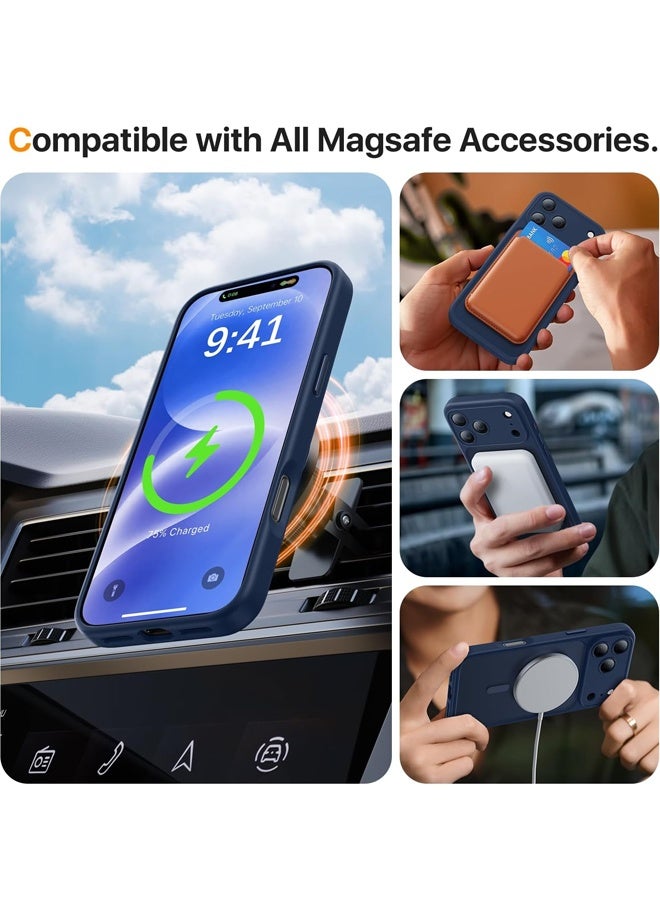 Magnetic for iPhone 17 Pro Max Case, Compatible with Magsafe, [with 1 Screen Protectors] [Full Camera Protection] Slim Translucent Matte Shockproof Protective Phone Cover, Deep Blue - Image 4