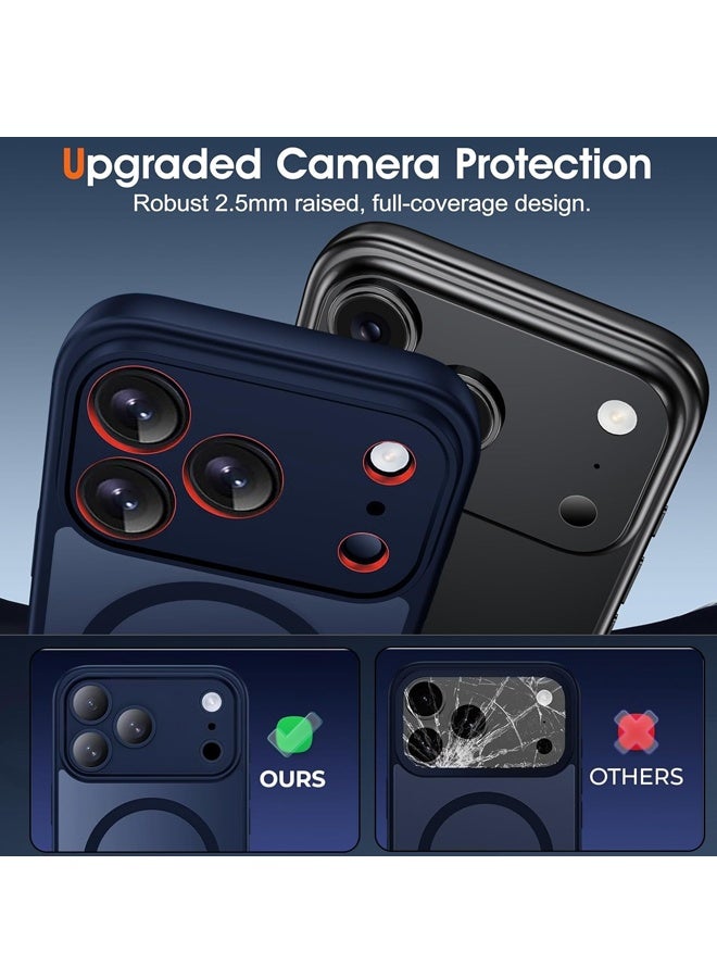 Magnetic for iPhone 17 Pro Max Case, Compatible with Magsafe, [with 1 Screen Protectors] [Full Camera Protection] Slim Translucent Matte Shockproof Protective Phone Cover, Deep Blue - Image 2
