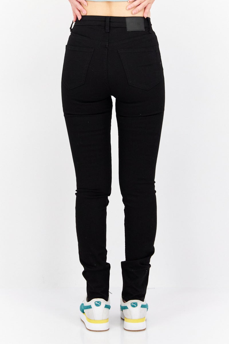 Weekday Women Slim Fit Solid Stretchable Jeans, Black - Image 4