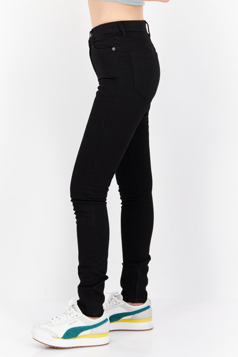 Weekday Women Slim Fit Solid Stretchable Jeans, Black - Image 3