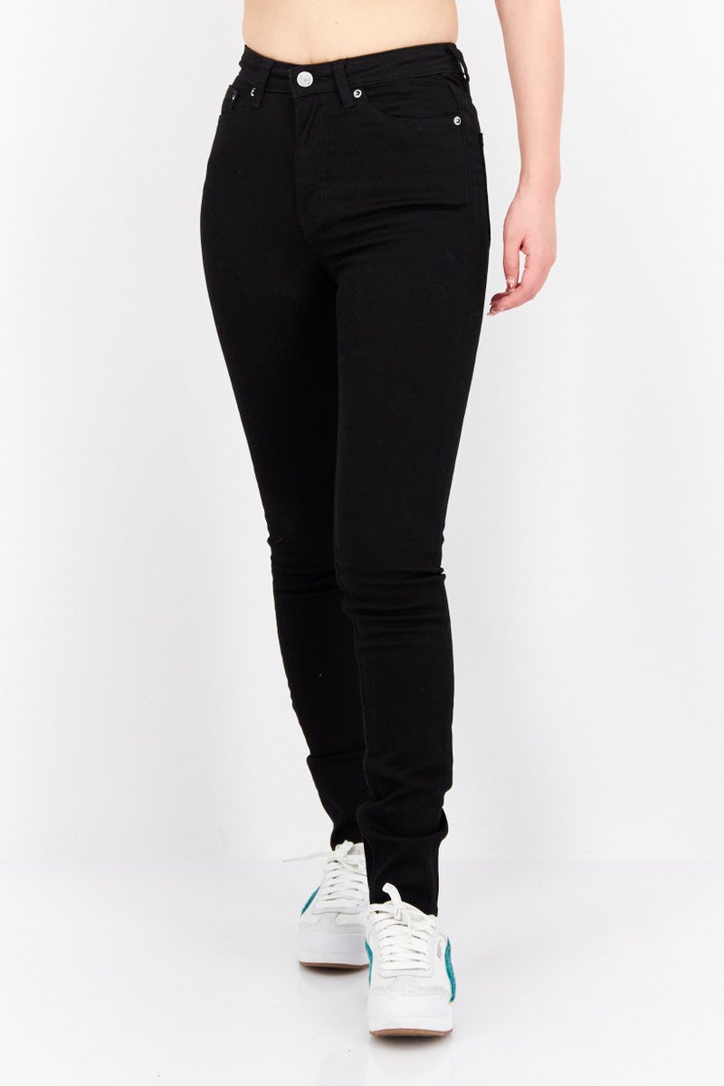 Weekday Women Slim Fit Solid Stretchable Jeans, Black - Image 1