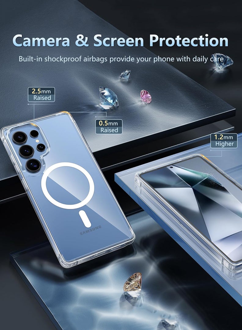 Theodor Magnetic Case for Samsung Galaxy S25 Ultra 6.9-inch Compatible with MagSafe Wireless Charging, Shockproof Phone Bumper Cover Yellow Crown - Image 5