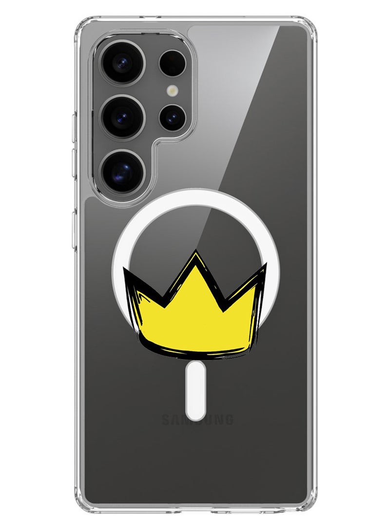 Theodor Magnetic Case for Samsung Galaxy S25 Ultra 6.9-inch Compatible with MagSafe Wireless Charging, Shockproof Phone Bumper Cover Yellow Crown - Image 1