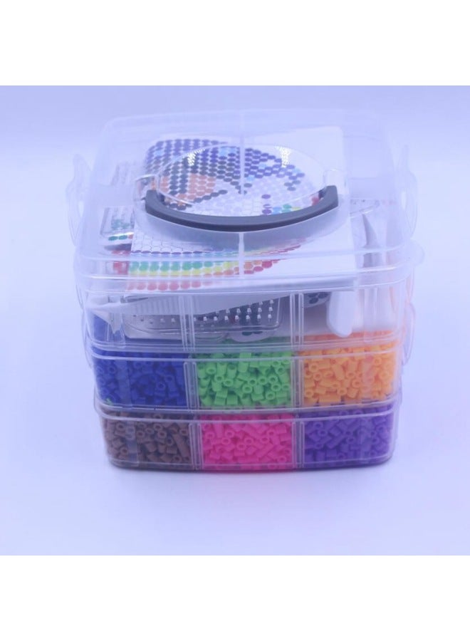 Melting Beads Fuse Beads Bean Ironing Beads Small Three-layer Storage Box Children's Intelligence Toys Handmade Puzzle-Color:Small Three-layer Beans Suit - Image 1