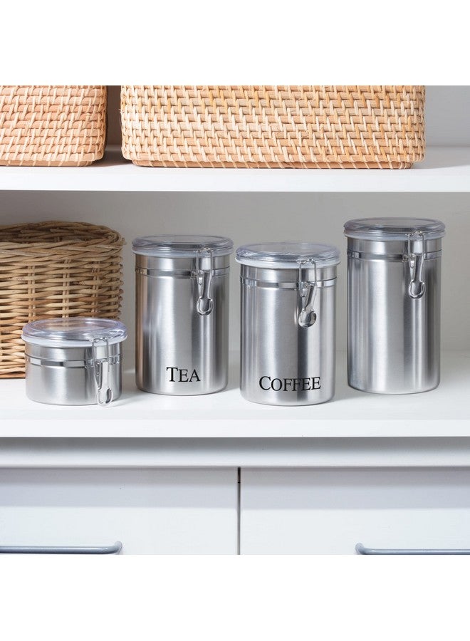 أوجي علبة قهوة أوجي من الفولاذ المقاوم للصدأ، سعة ٦٢ أونصة سائلة، بغطاء محكم الإغلاق، وغطاء شفاف شفاف. مثالية لتخزين حبوب البن، والبن المطحون، والمطبخ، والمخزن. حجم كبير: ٥ × ٧.٥ بوصة. - Image 4