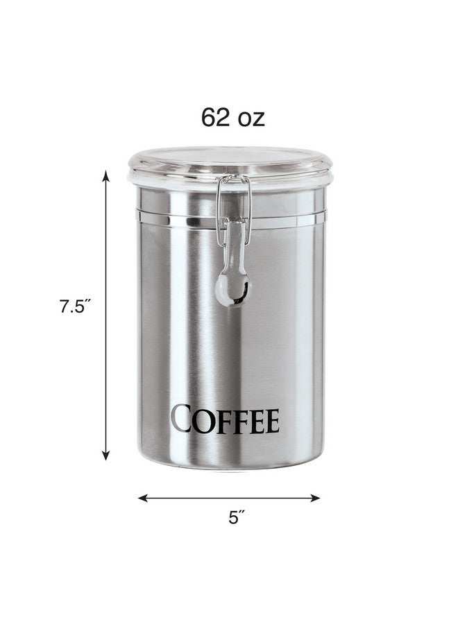 أوجي علبة قهوة أوجي من الفولاذ المقاوم للصدأ، سعة ٦٢ أونصة سائلة، بغطاء محكم الإغلاق، وغطاء شفاف شفاف. مثالية لتخزين حبوب البن، والبن المطحون، والمطبخ، والمخزن. حجم كبير: ٥ × ٧.٥ بوصة. - Image 2