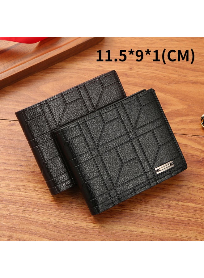 Men's Wallet Fashionable Classic Tri-fold Design Handmade From High-quality Leather Various Colors Available-Color:Black - Image 4