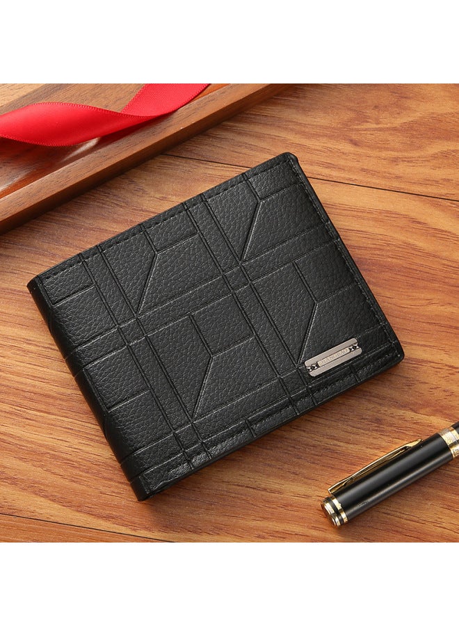 Men's Wallet Fashionable Classic Tri-fold Design Handmade From High-quality Leather Various Colors Available-Color:Black - Image 1
