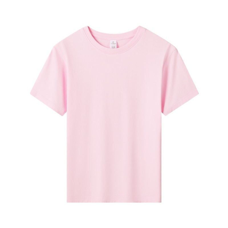 Guangzhou Cang 180g Solid Color Cotton Crewneck Boys and Girls Short Sleeve T-Shirt Plain Knitted Children's Wear T-Shirt Custom Print - Image 1