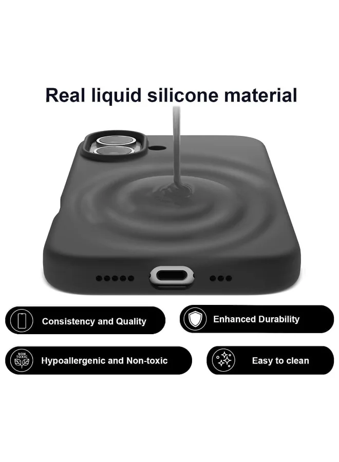 Mobcos Mobcos iPhone 17 Black Logo Premium Silicone Magnetic Wireless Charging Case for iPhone | Silky Soft Touch | Military-Grade Shockproof Protection | Strong Magnetic Compatibility | Luxury Slim Cover