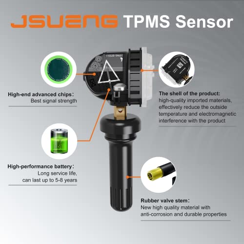 Jsueng TPMS Sensor, GM 433Mhz Tire Pressure Monitoring System Sensor fit for Chevy Malibu Silverado Impala Cruze,Buick Regal Lacrosse GMC Cadillac Replaces#13598773,4 Pack - Image 4