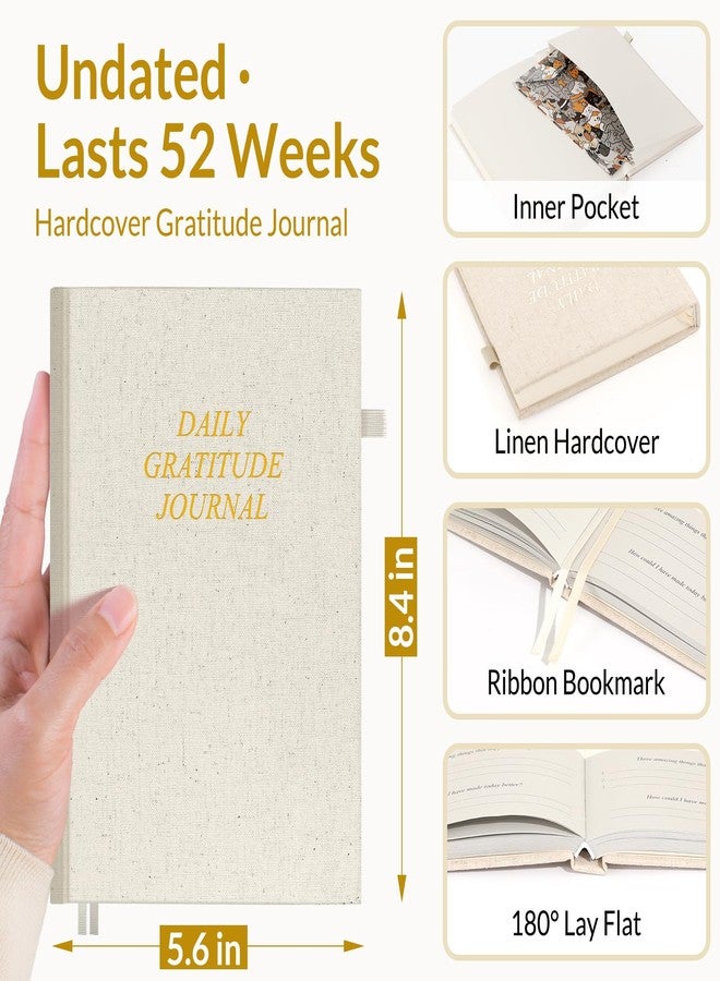 SUNEE Daily Gratitude Journal - 52 Weeks Simple 5 Minute Journal for Daily Reflection, Build Positivity and Mindfulness, Undated Minimalist Planner for Women & Men (Beige) - Image 4